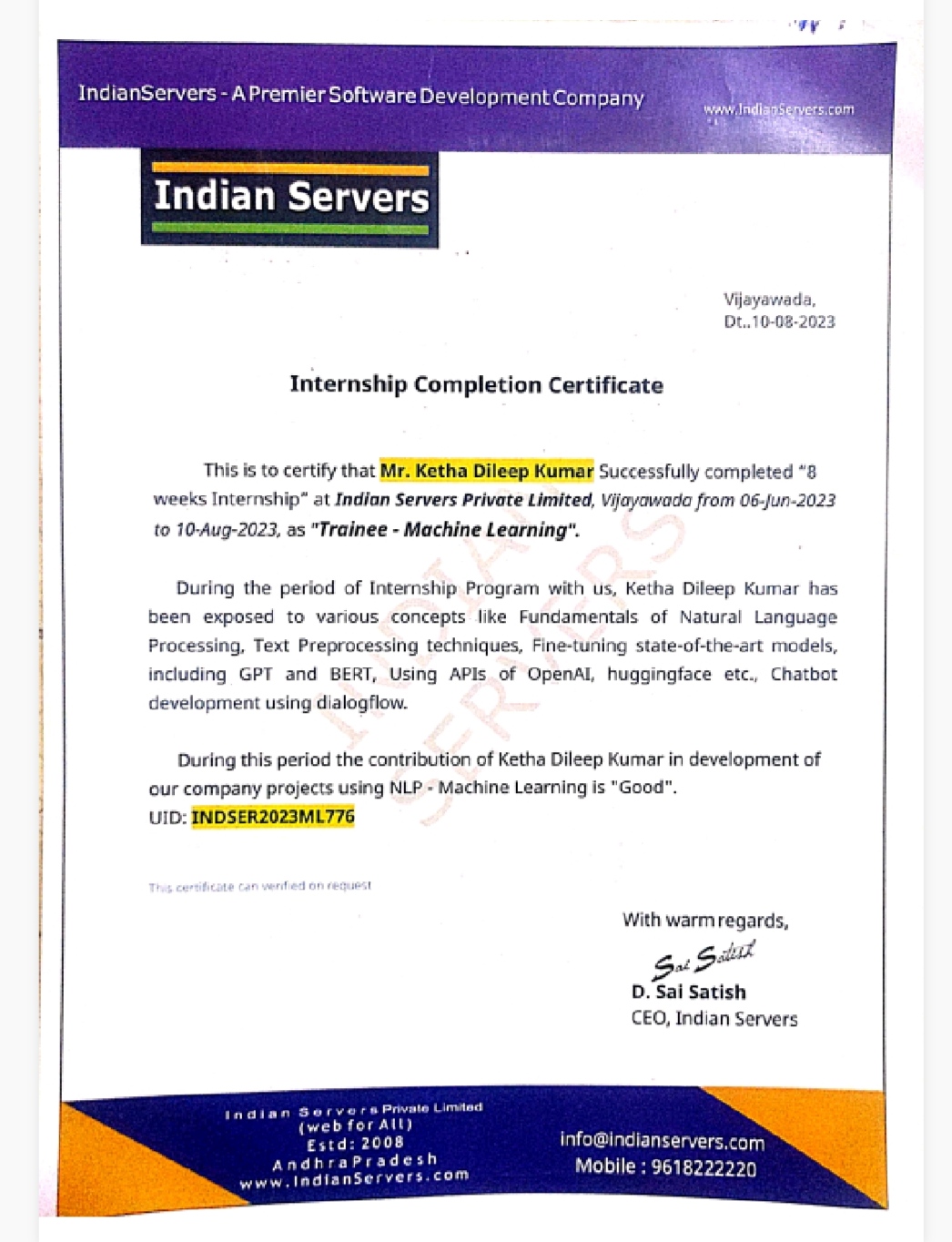 Certificate 1
